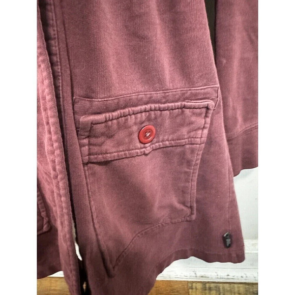 PrAna M Army MaroonMilitary Style Knit Utility Jacket Double Breasted Pocket - Picture 2 of 7